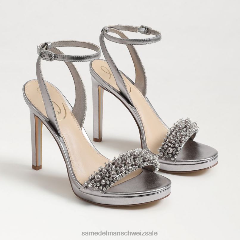 CH Sam Edelman Frauen Jade-Perla-Knöchelriemenabsatz Zinn X2J86616 Schuhwerk