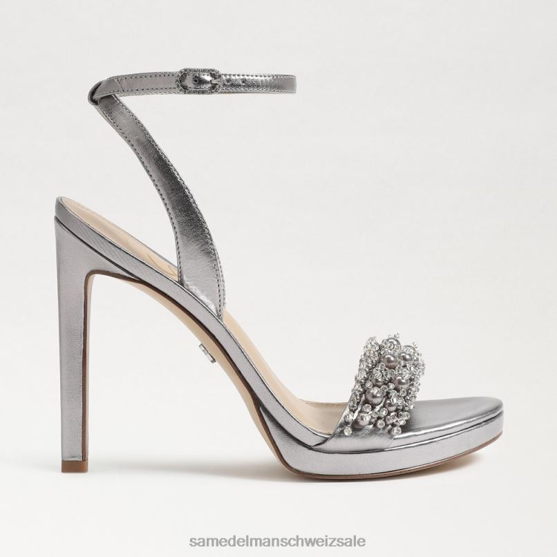 CH Sam Edelman Frauen Jade-Perla-Knöchelriemenabsatz Zinn X2J86616 Schuhwerk