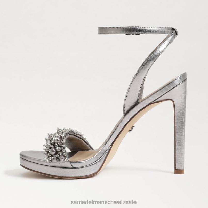 CH Sam Edelman Frauen Jade-Perla-Knöchelriemenabsatz Zinn X2J86616 Schuhwerk