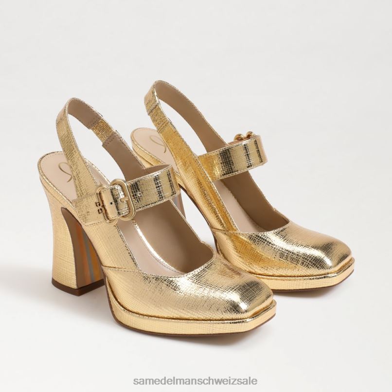 CH Sam Edelman Frauen Jildie Slingback-Mary-Jane-Absatz Bernstein Gold X2J86317 Schuhwerk