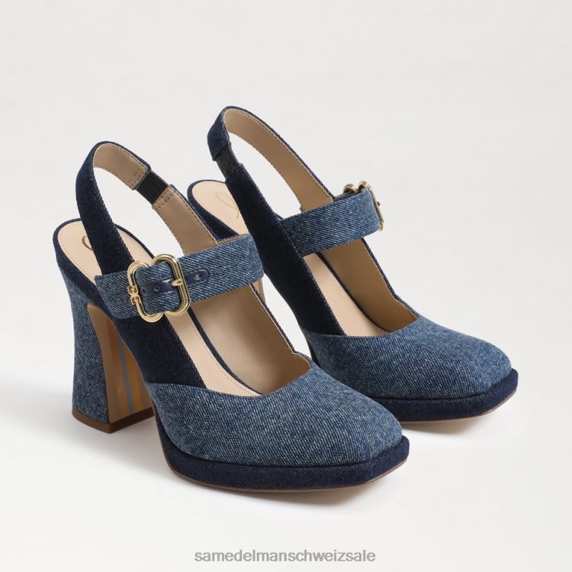 CH Sam Edelman Frauen Jildie Slingback-Mary-Jane-Absatz Montroseblau X2J86312 Schuhwerk