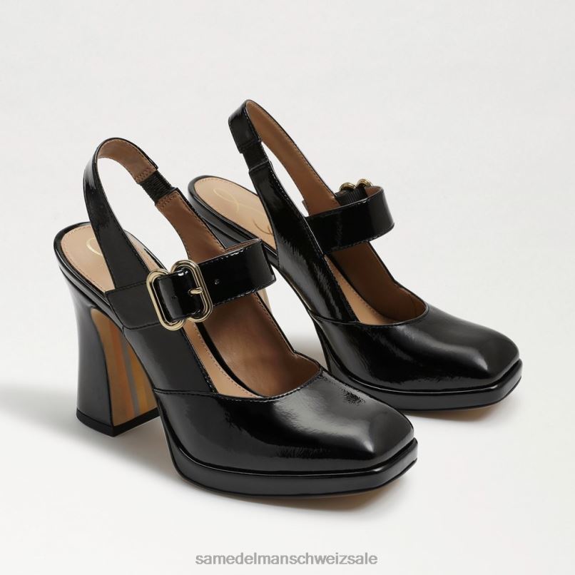 CH Sam Edelman Frauen Jildie Slingback-Mary-Jane-Absatz schwarzes Lackleder X2J86316 Schuhwerk