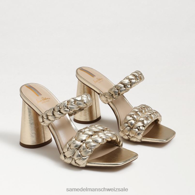 CH Sam Edelman Frauen Kendra-Mule mit Blockabsatz Blattgoldleder X2J86804 Schuhwerk