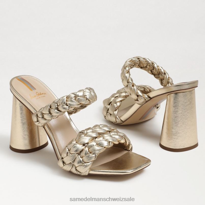 CH Sam Edelman Frauen Kendra-Mule mit Blockabsatz Blattgoldleder X2J86804 Schuhwerk