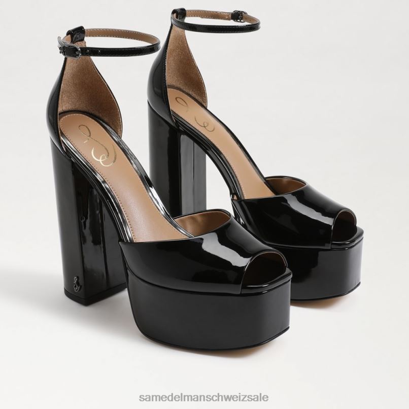 CH Sam Edelman Frauen Kori-Plateau-Absatz schwarzes Lackleder X2J86239 Schuhwerk