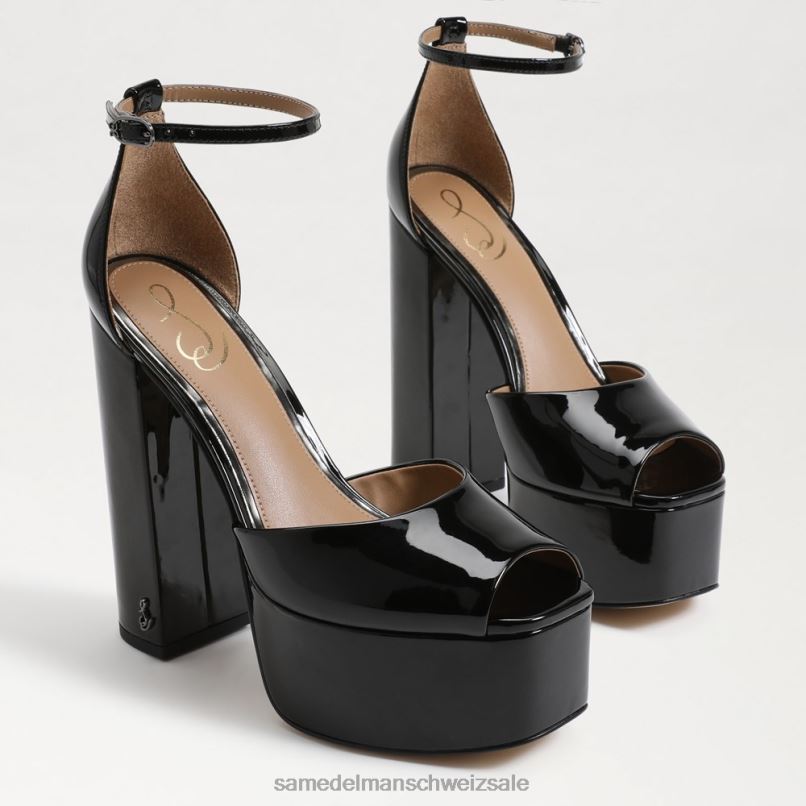 CH Sam Edelman Frauen Kori-Plateau-Absatz schwarzes Lackleder X2J86239 Schuhwerk