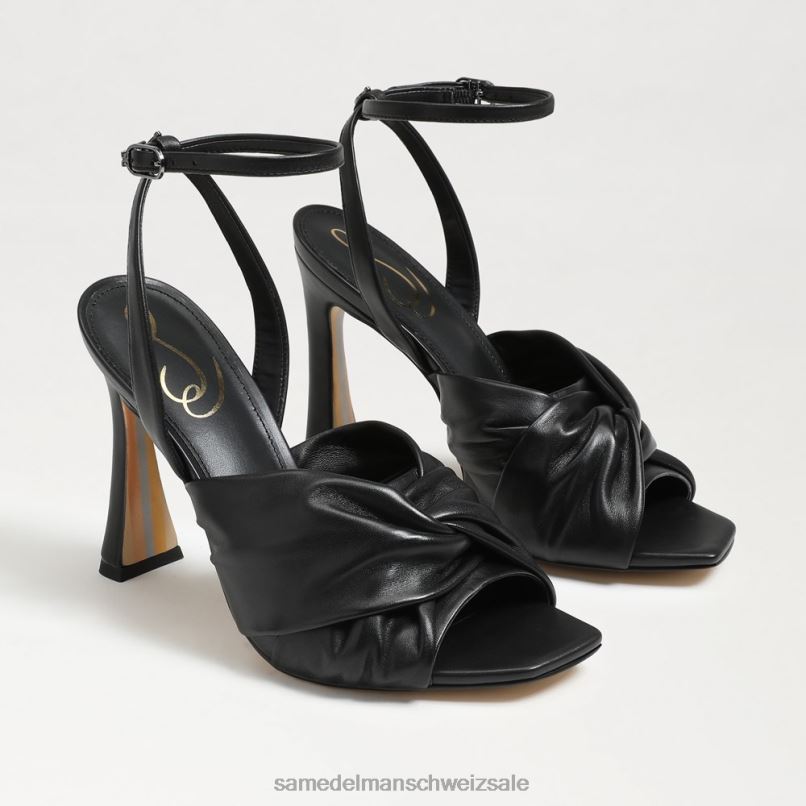 CH Sam Edelman Frauen Lavendelfarbener Riemchenabsatz schwarzes Leder X2J86951 Schuhwerk