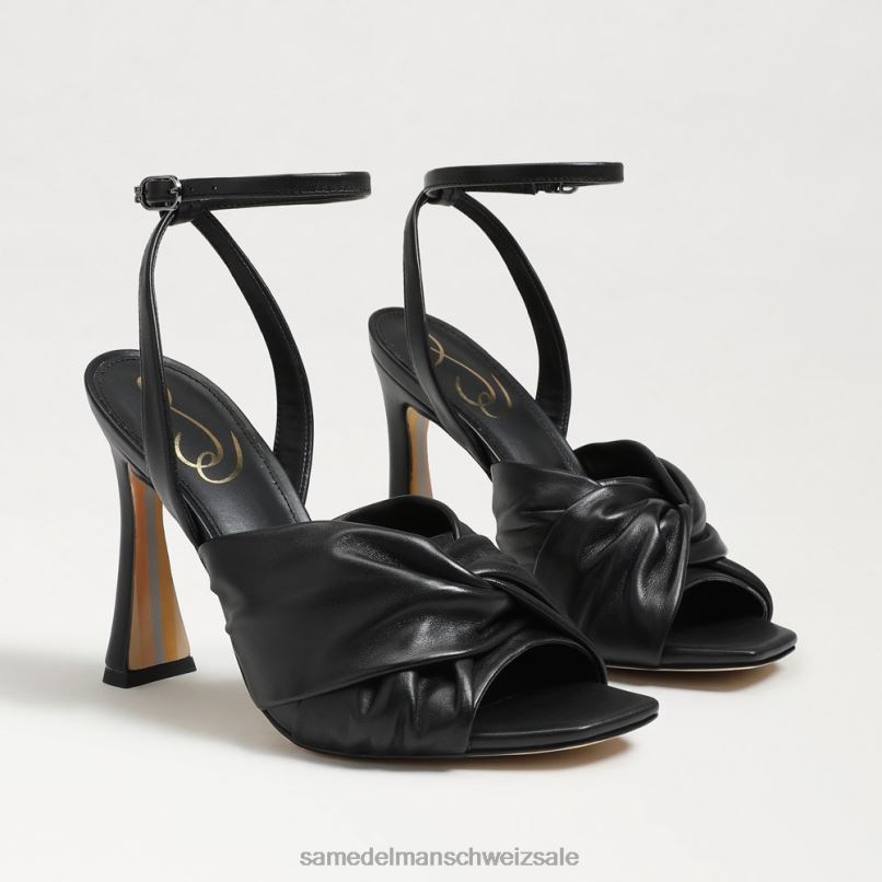 CH Sam Edelman Frauen Lavendelfarbener Riemchenabsatz schwarzes Leder X2J86951 Schuhwerk