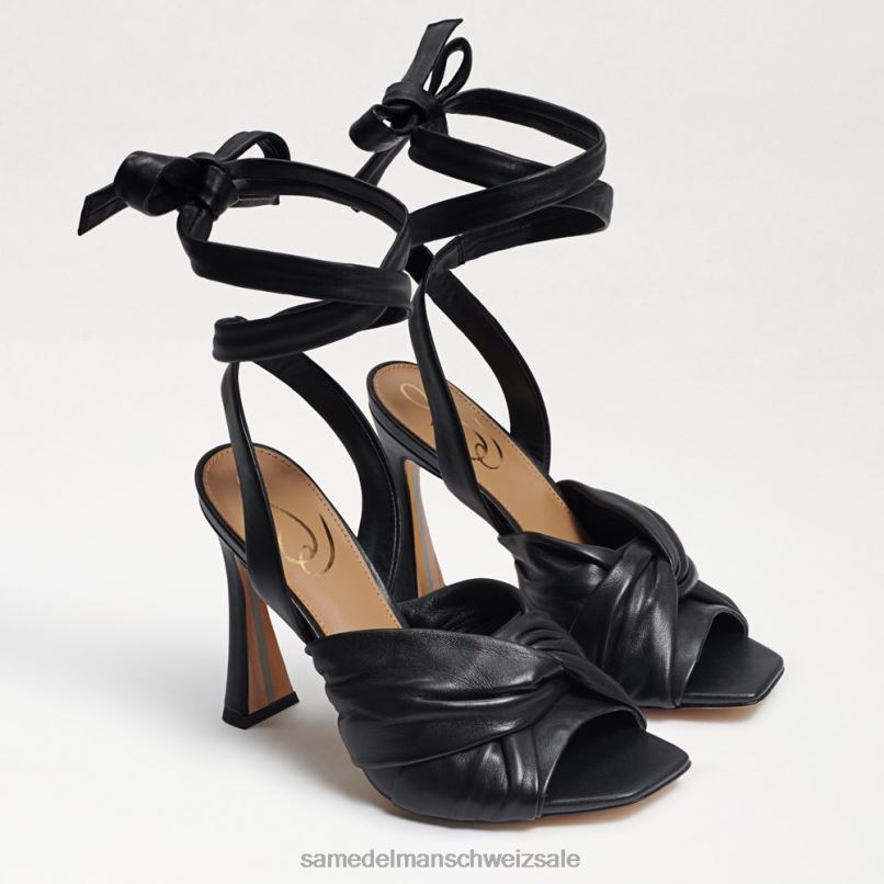 CH Sam Edelman Frauen Lenora Riemchensandale mit Absatz schwarzes Leder X2J86868 Schuhwerk