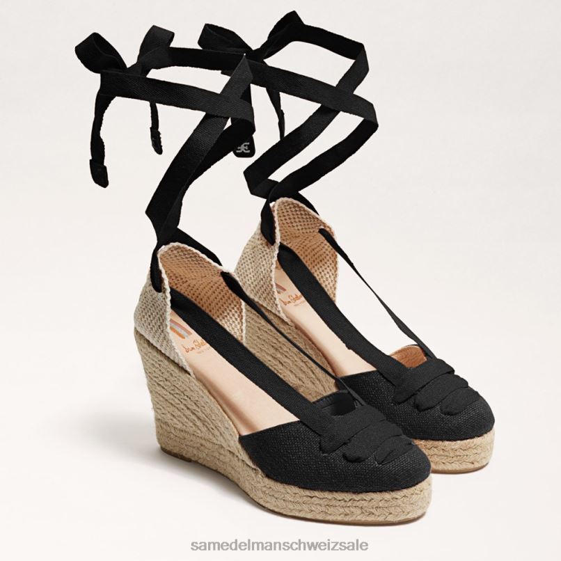 CH Sam Edelman Frauen Margherita Espadrille-Keilsandale schwarzes Wildleder X2J8687 Schuhwerk