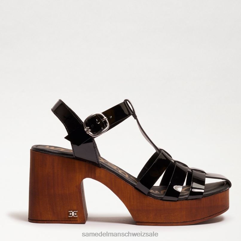 CH Sam Edelman Frauen Margritte-Plateau-Blockabsatz schwarzes Lackleder X2J86660 Schuhwerk