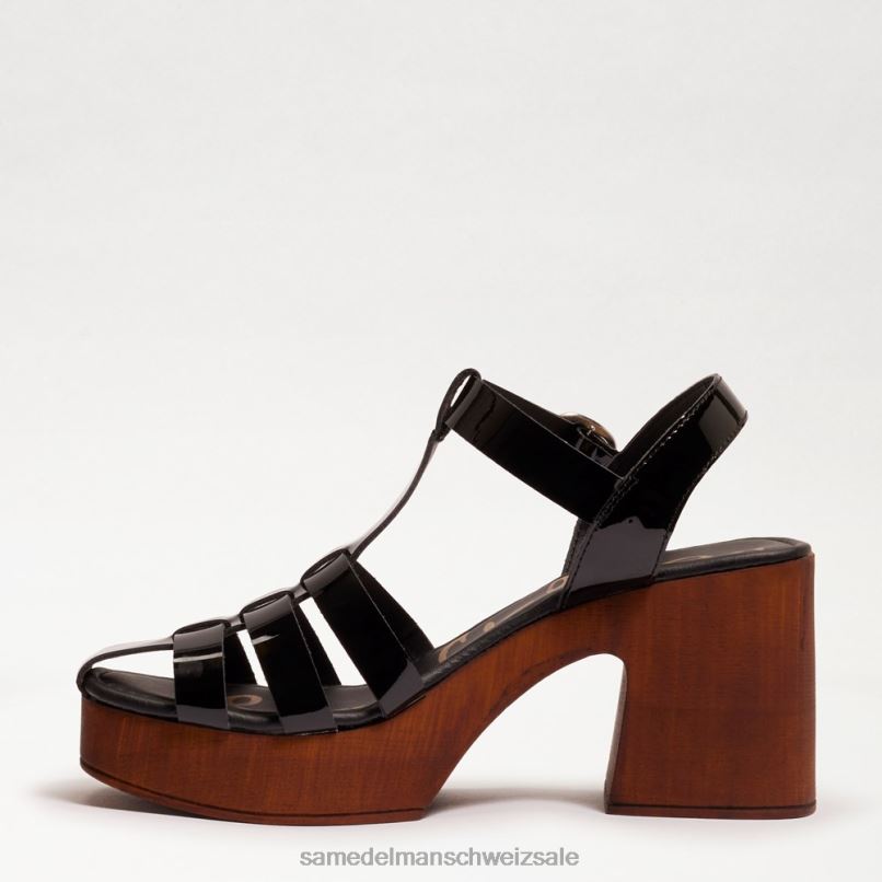 CH Sam Edelman Frauen Margritte-Plateau-Blockabsatz schwarzes Lackleder X2J86660 Schuhwerk