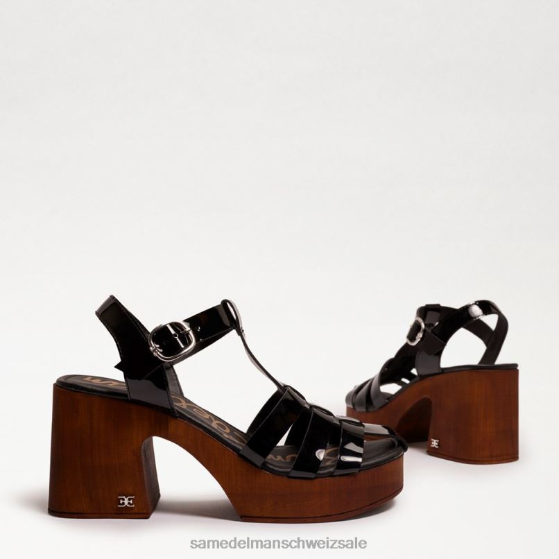 CH Sam Edelman Frauen Margritte-Plateau-Blockabsatz schwarzes Lackleder X2J86660 Schuhwerk