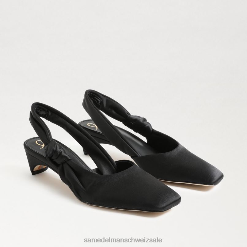 CH Sam Edelman Frauen Meredith Slingback-Kitten-Heel schwarzer Satin X2J86876 Schuhwerk