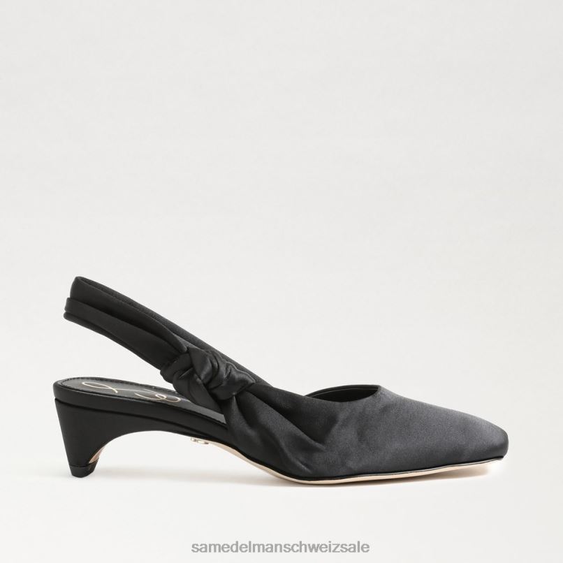 CH Sam Edelman Frauen Meredith Slingback-Kitten-Heel schwarzer Satin X2J86876 Schuhwerk