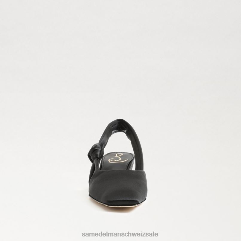 CH Sam Edelman Frauen Meredith Slingback-Kitten-Heel schwarzer Satin X2J86876 Schuhwerk