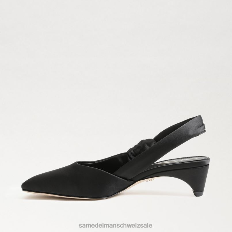 CH Sam Edelman Frauen Meredith Slingback-Kitten-Heel schwarzer Satin X2J86876 Schuhwerk