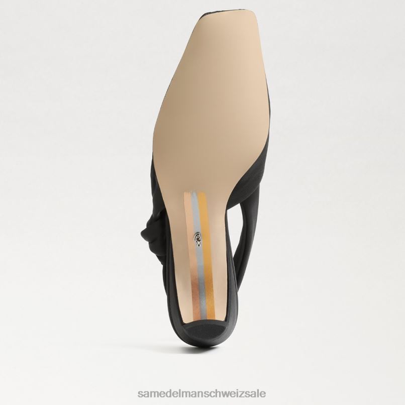 CH Sam Edelman Frauen Meredith Slingback-Kitten-Heel schwarzer Satin X2J86876 Schuhwerk