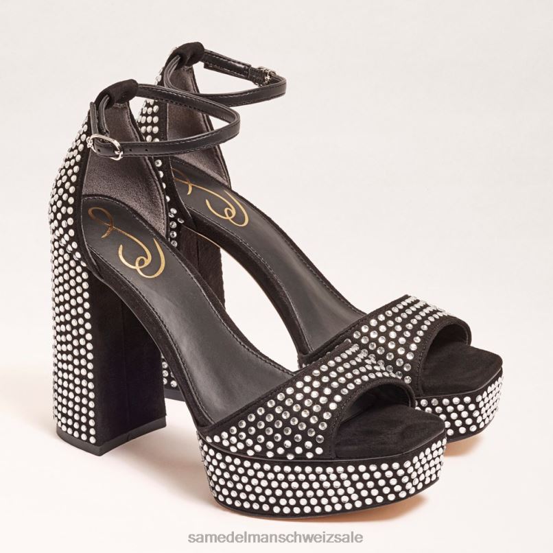 CH Sam Edelman Frauen Nellie Glitzer-Plateau-Absatz Schwarz X2J86453 Schuhwerk