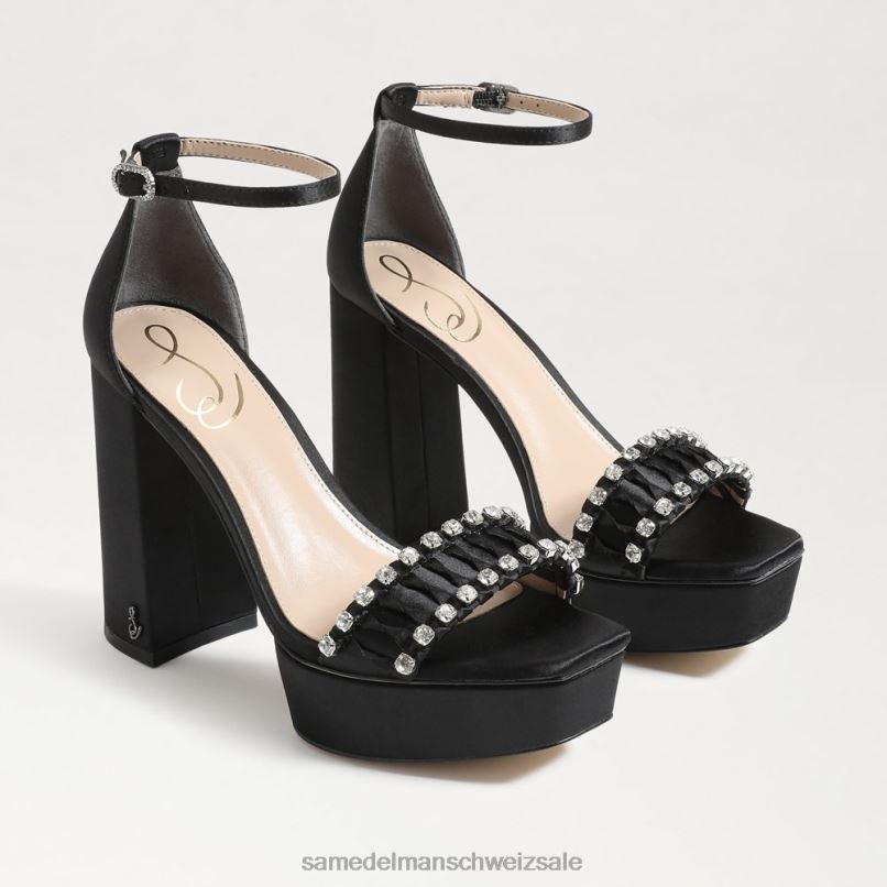 CH Sam Edelman Frauen Ninette-Plateauabsatz schwarzer Satin X2J86758 Schuhwerk