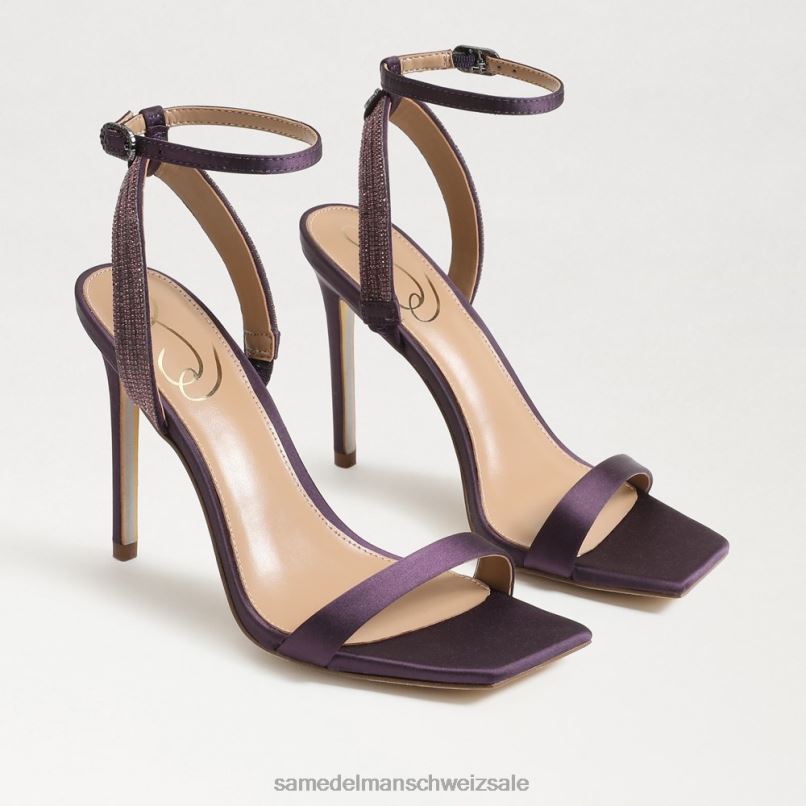 CH Sam Edelman Frauen Ophelia-Knöchelriemenabsatz Auberginensatin X2J86539 Schuhwerk