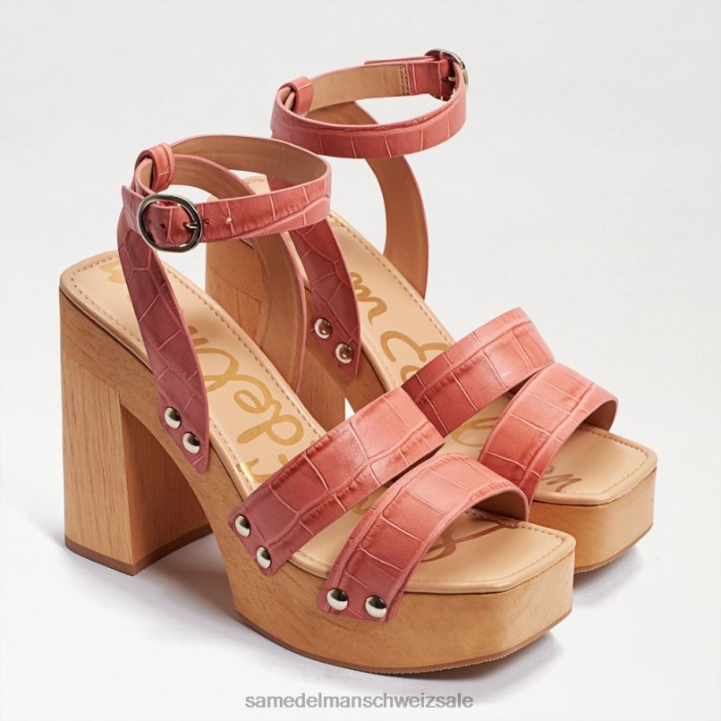 CH Sam Edelman Frauen Rosalind Plateau-Sandale mit Absatz Terra Rose Kroko X2J86801 Schuhwerk
