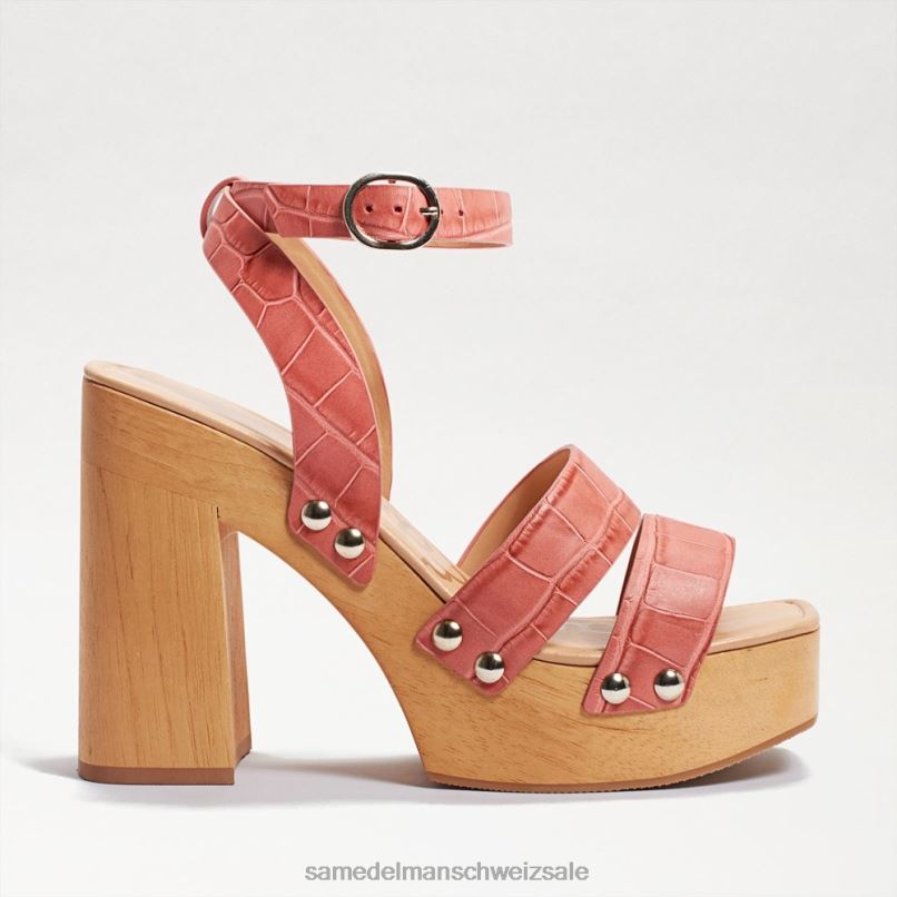 CH Sam Edelman Frauen Rosalind Plateau-Sandale mit Absatz Terra Rose Kroko X2J86801 Schuhwerk