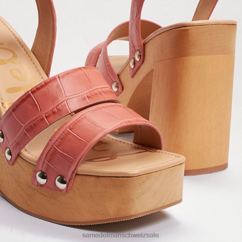 CH Sam Edelman Frauen Rosalind Plateau-Sandale mit Absatz Terra Rose Kroko X2J86801 Schuhwerk