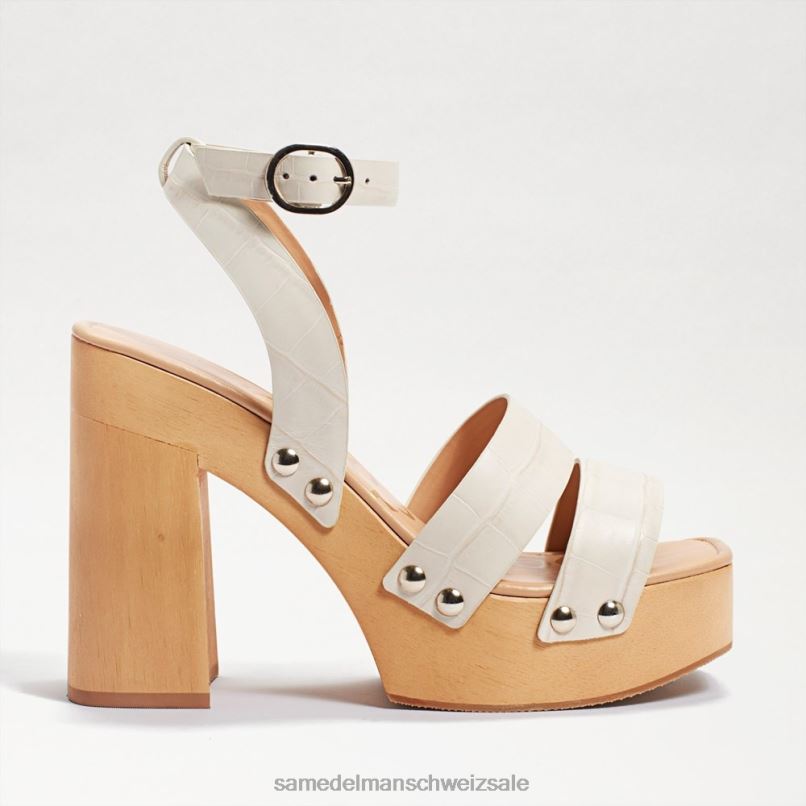 CH Sam Edelman Frauen Rosalind Plateau-Sandale mit Absatz modernes elfenbeinfarbenes Krokodil X2J86802 Schuhwerk