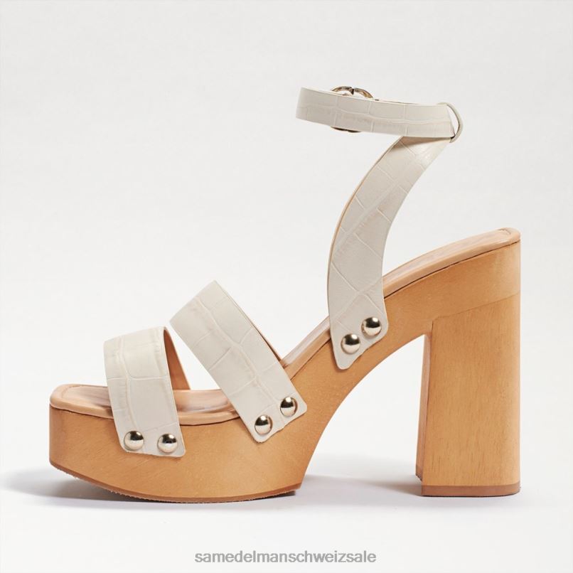 CH Sam Edelman Frauen Rosalind Plateau-Sandale mit Absatz modernes elfenbeinfarbenes Krokodil X2J86802 Schuhwerk