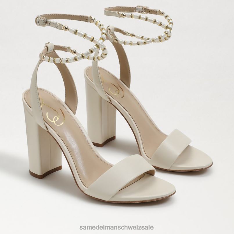 CH Sam Edelman Frauen Sandale mit Blockabsatz von Yanelli modernes elfenbeinfarbenes Leder X2J86857 Schuhwerk