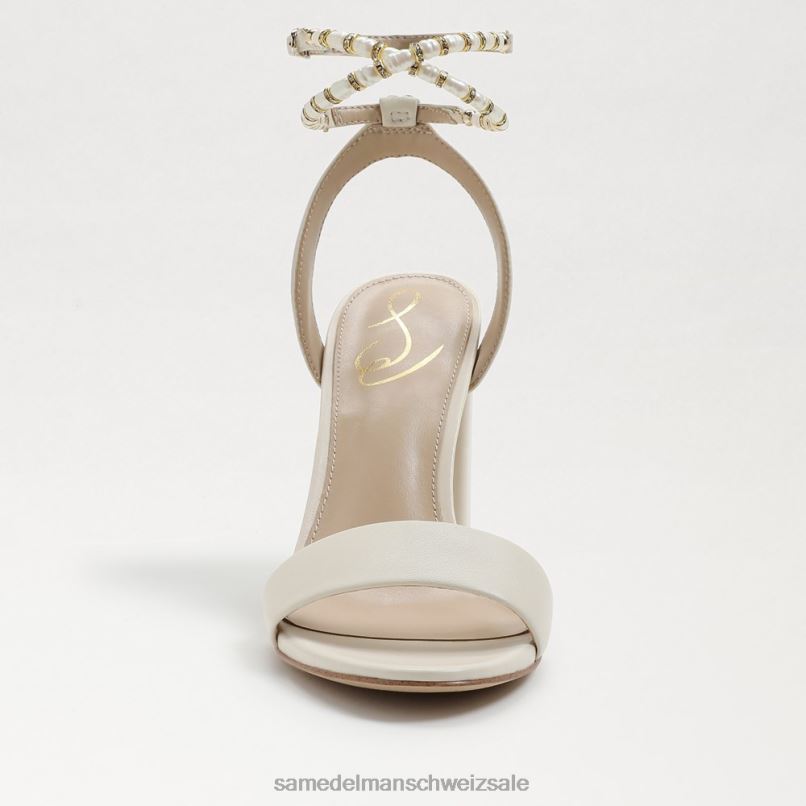 CH Sam Edelman Frauen Sandale mit Blockabsatz von Yanelli modernes elfenbeinfarbenes Leder X2J86857 Schuhwerk