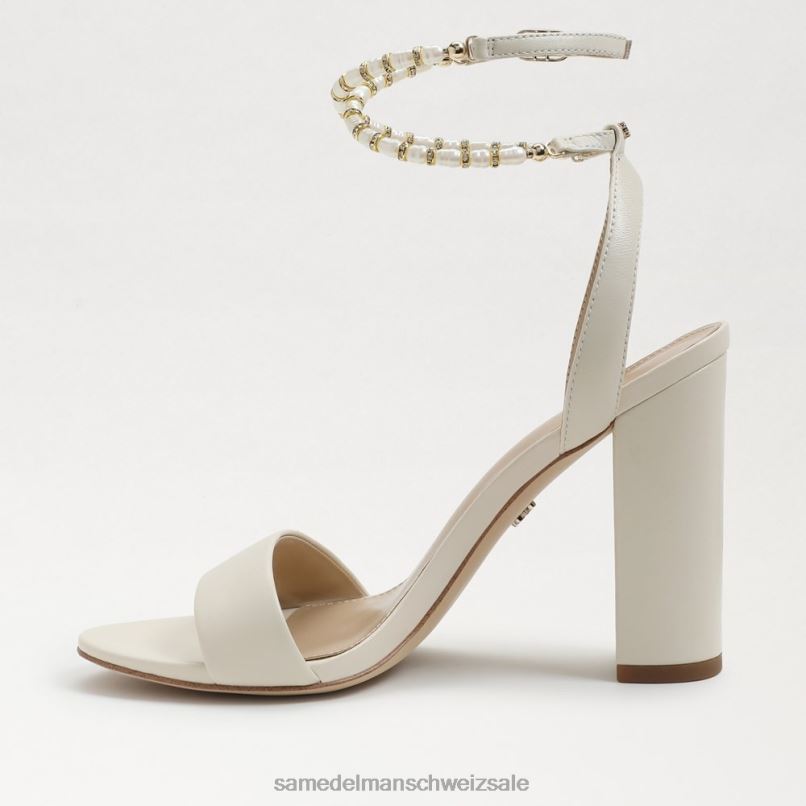 CH Sam Edelman Frauen Sandale mit Blockabsatz von Yanelli modernes elfenbeinfarbenes Leder X2J86857 Schuhwerk