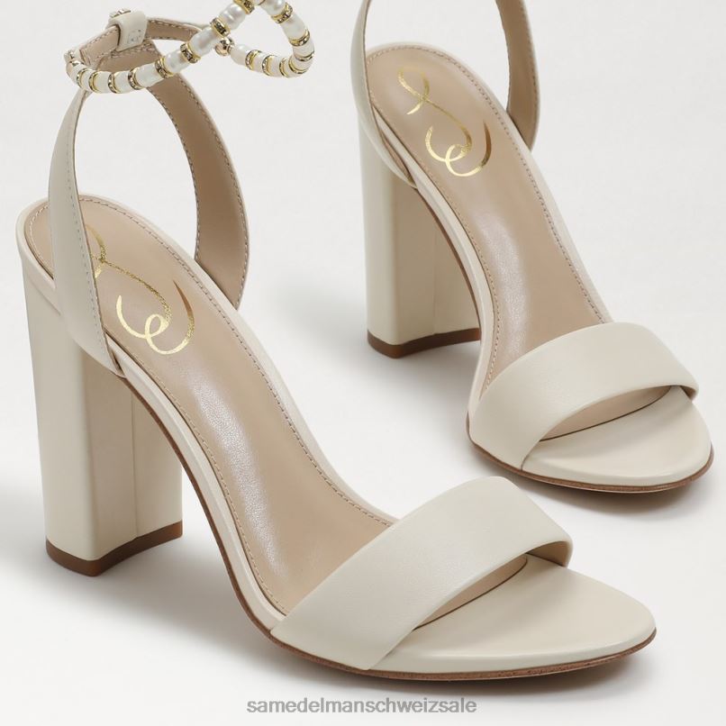 CH Sam Edelman Frauen Sandale mit Blockabsatz von Yanelli modernes elfenbeinfarbenes Leder X2J86857 Schuhwerk