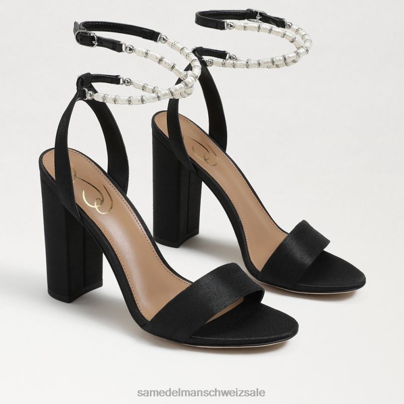CH Sam Edelman Frauen Sandale mit Blockabsatz von Yanelli schwarze Seide X2J86855 Schuhwerk