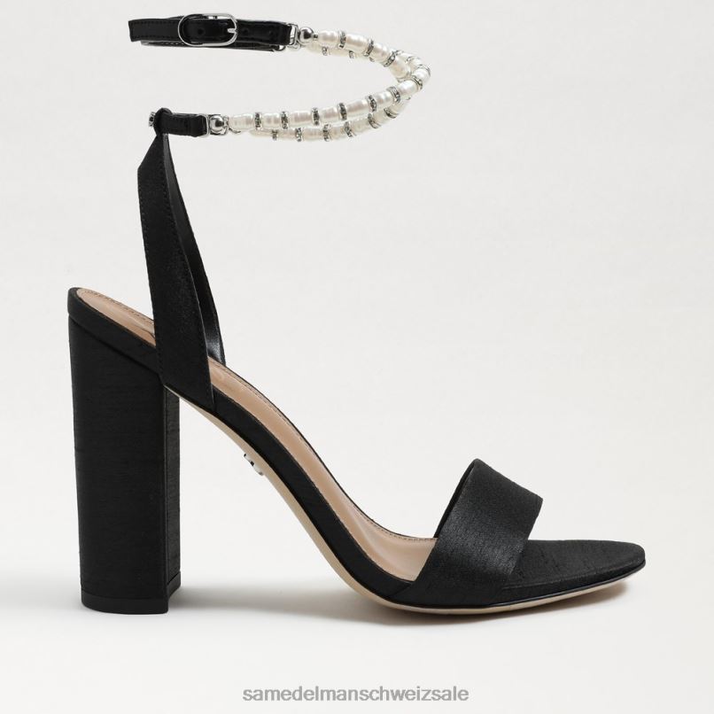 CH Sam Edelman Frauen Sandale mit Blockabsatz von Yanelli schwarze Seide X2J86855 Schuhwerk