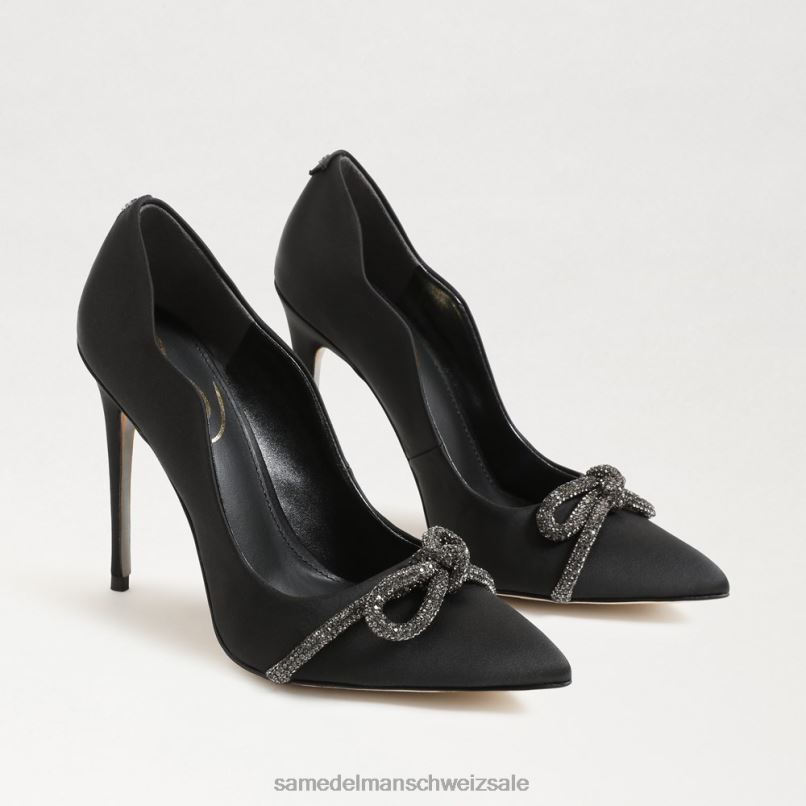 CH Sam Edelman Frauen Spitzer Deela-Absatz schwarzer Satin X2J86956 Schuhwerk