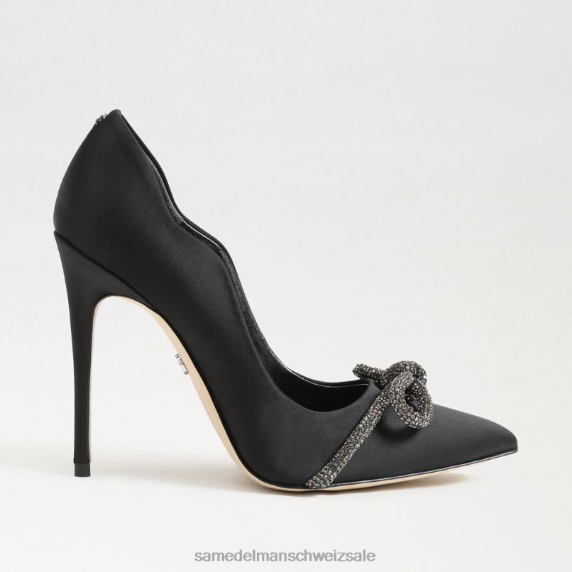 CH Sam Edelman Frauen Spitzer Deela-Absatz schwarzer Satin X2J86956 Schuhwerk