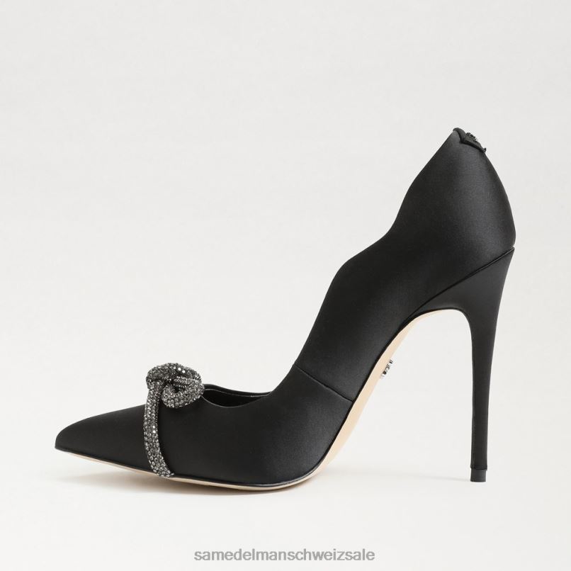 CH Sam Edelman Frauen Spitzer Deela-Absatz schwarzer Satin X2J86956 Schuhwerk