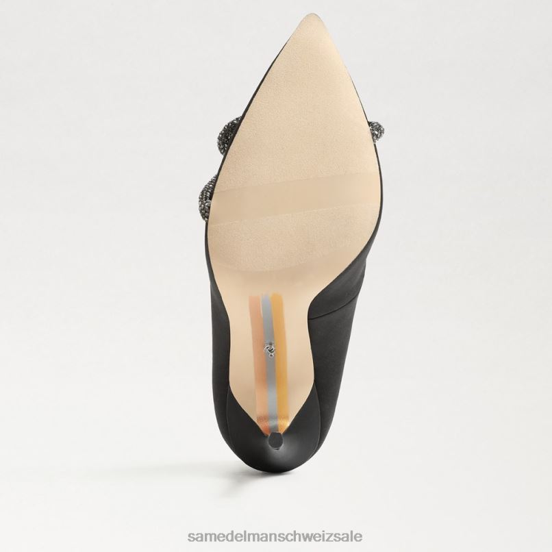 CH Sam Edelman Frauen Spitzer Deela-Absatz schwarzer Satin X2J86956 Schuhwerk