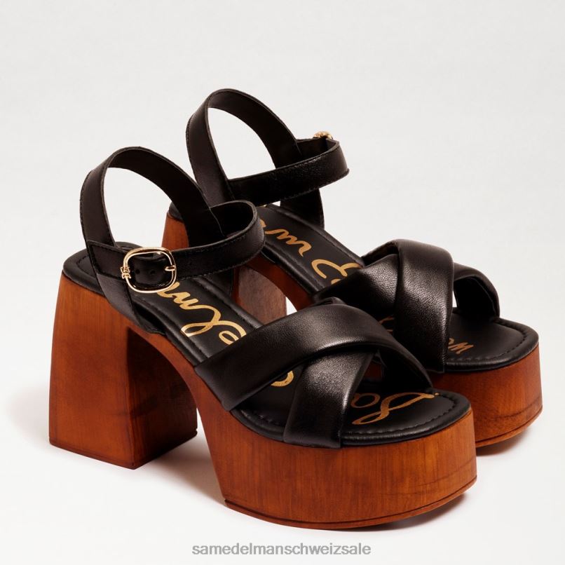 CH Sam Edelman Frauen Suzannah-Plateau-Blockabsatz schwarzes Leder X2J86567 Schuhwerk