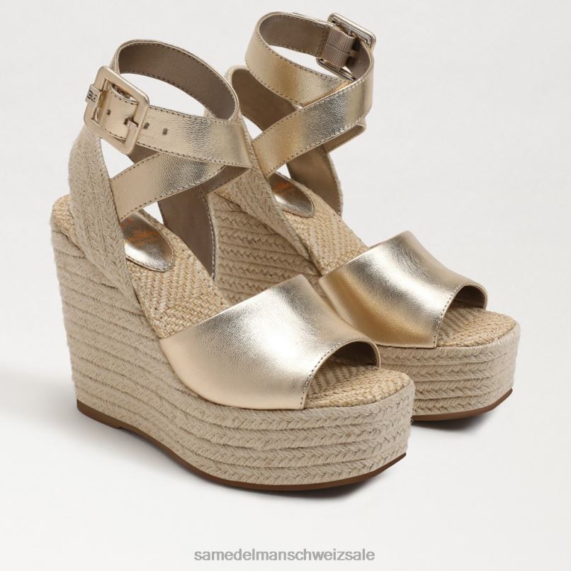 CH Sam Edelman Frauen Vada Espadrille-Keilsandale Gold Blatt X2J86383 Schuhwerk