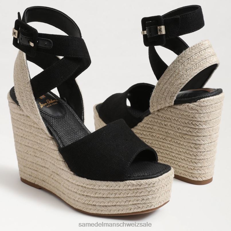 CH Sam Edelman Frauen Vada Espadrille-Keilsandale Schwarz X2J86381 Schuhwerk