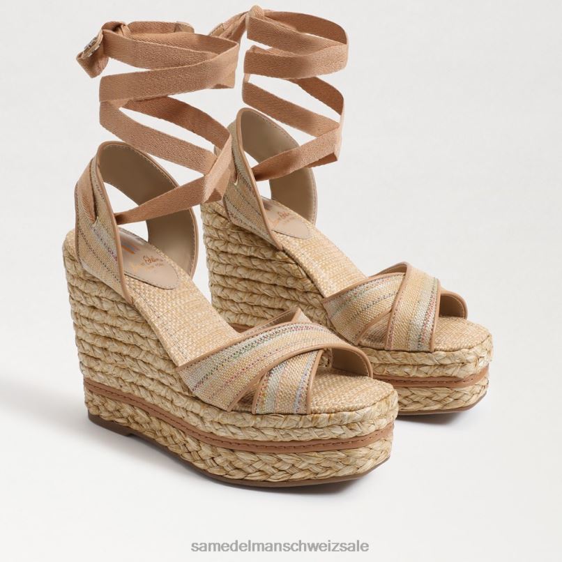 CH Sam Edelman Frauen Vaughn Espadrille-Keilsandale Natürlicher Multi-Bast X2J86244 Schuhwerk