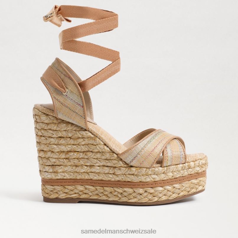 CH Sam Edelman Frauen Vaughn Espadrille-Keilsandale Natürlicher Multi-Bast X2J86244 Schuhwerk