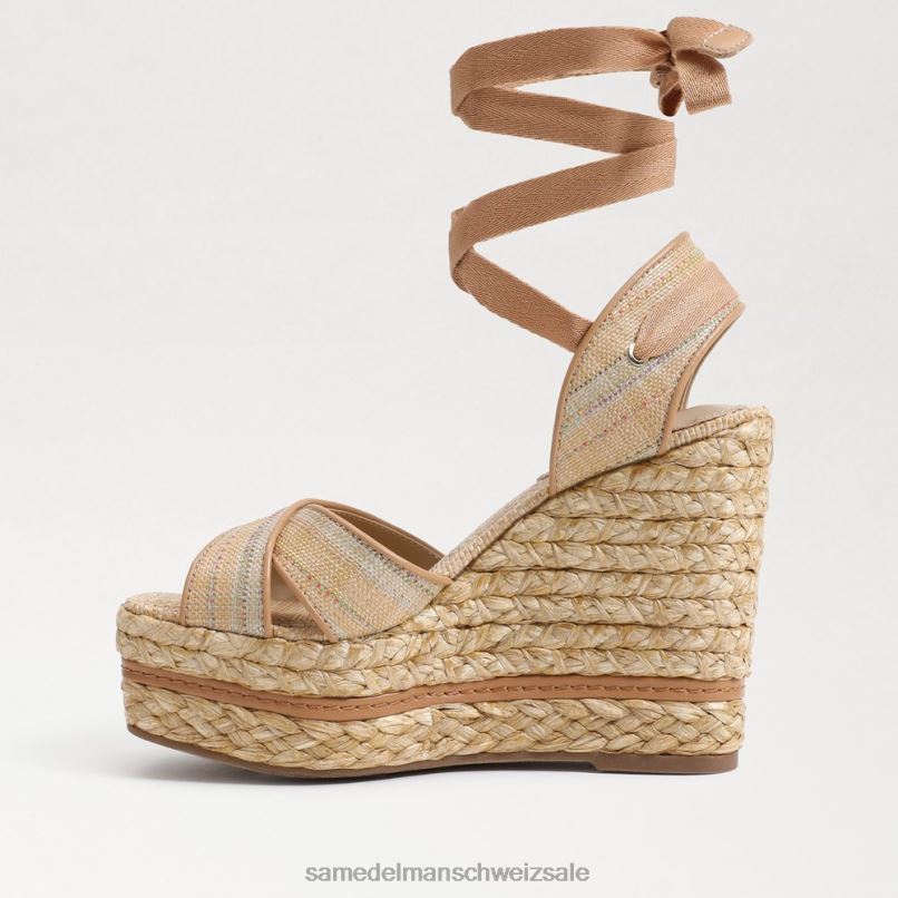 CH Sam Edelman Frauen Vaughn Espadrille-Keilsandale Natürlicher Multi-Bast X2J86244 Schuhwerk