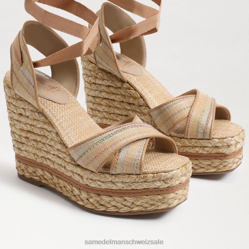 CH Sam Edelman Frauen Vaughn Espadrille-Keilsandale Natürlicher Multi-Bast X2J86244 Schuhwerk