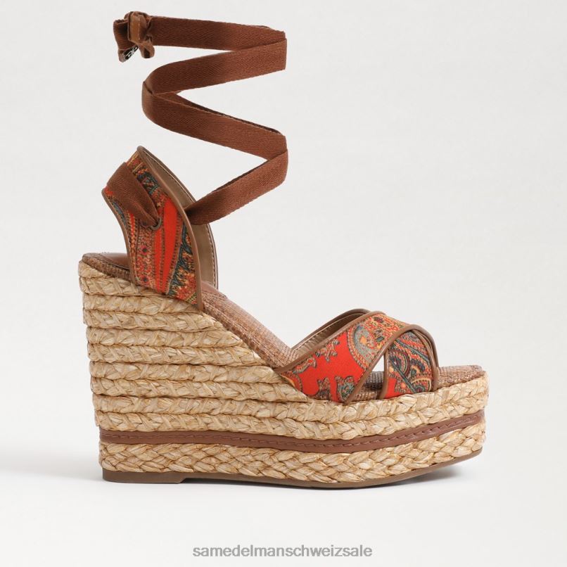 CH Sam Edelman Frauen Vaughn Espadrille-Keilsandale Orangenmohn X2J86243 Schuhwerk