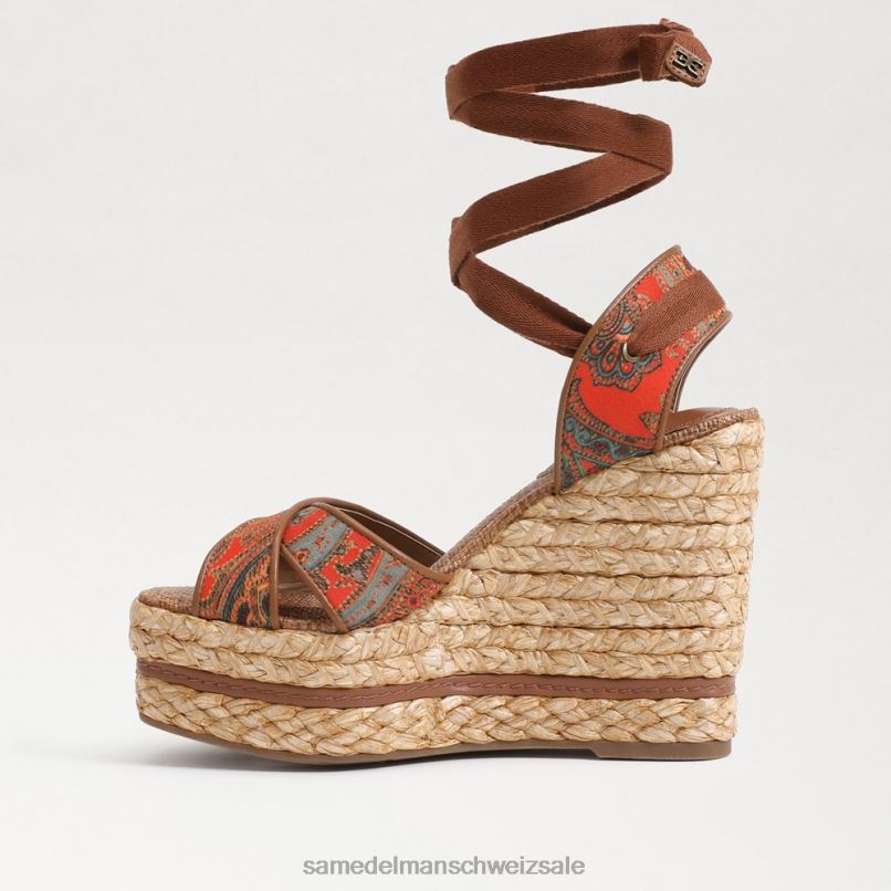 CH Sam Edelman Frauen Vaughn Espadrille-Keilsandale Orangenmohn X2J86243 Schuhwerk