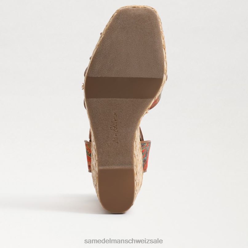 CH Sam Edelman Frauen Vaughn Espadrille-Keilsandale Orangenmohn X2J86243 Schuhwerk